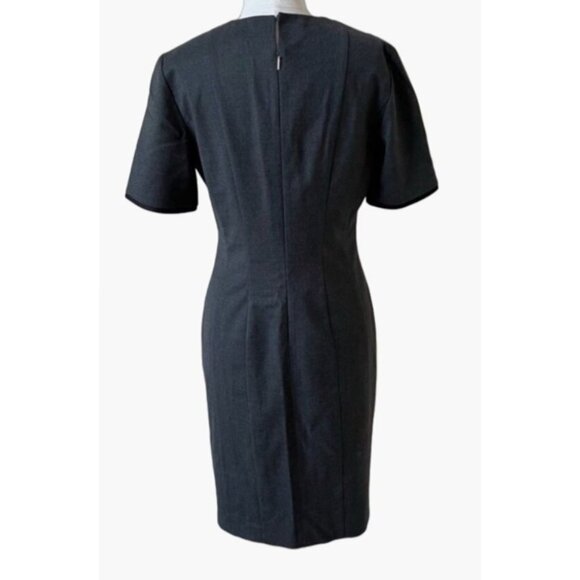Hugo BOSS Dasenna Sheath Dress Women's Size 8 Charcoal Grey Virgin Wool Half sle - Picture 3 of 11